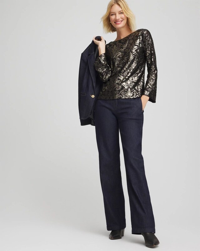 Art Deco Burnout Jacquard Top - image 2
